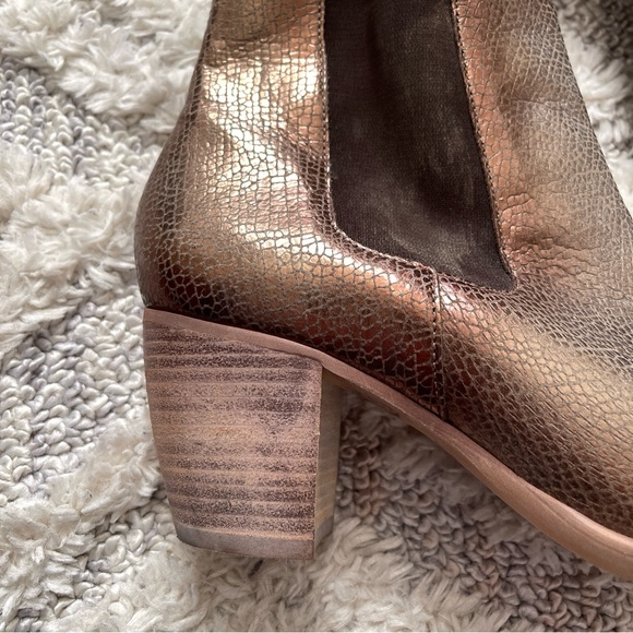 Sundance Belem Brown Metallic Gold Leather Booties Size 39 / 8 - Picture 8 of 10